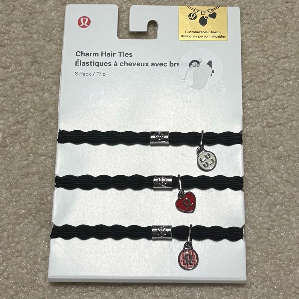 Lululemon Black Charm Hair Ties NWT